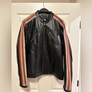 Men’s Leather Motto Jacket, Size M